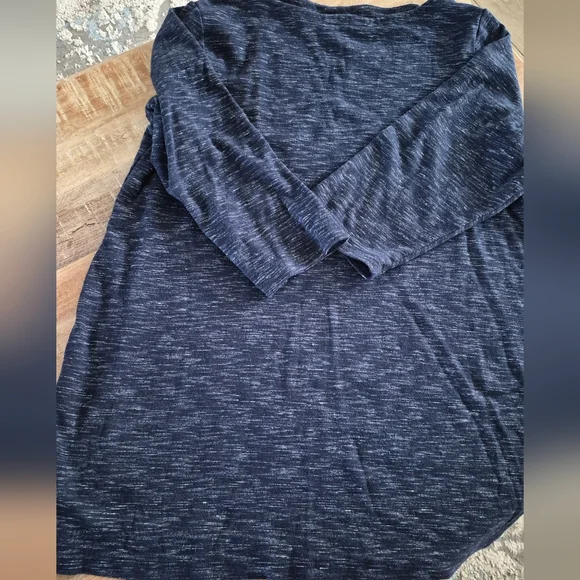 Karen Scott Cotton Women's Navy Blue Top Size XL 3/4 Sleeve - Picture 2 of 5